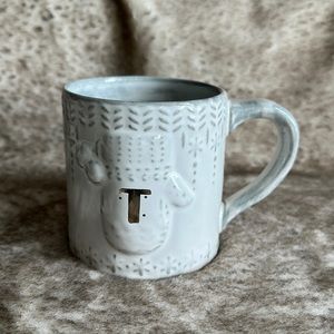 Anthropologie SNOWCAP MONOGRAM MUG Letter “T”